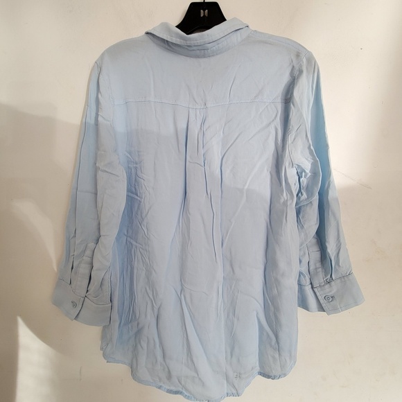 Modcloth Sunny Spirit Blue Button Up 3/4 Sleeve Blouse Shirt Size Medium - Picture 5 of 12
